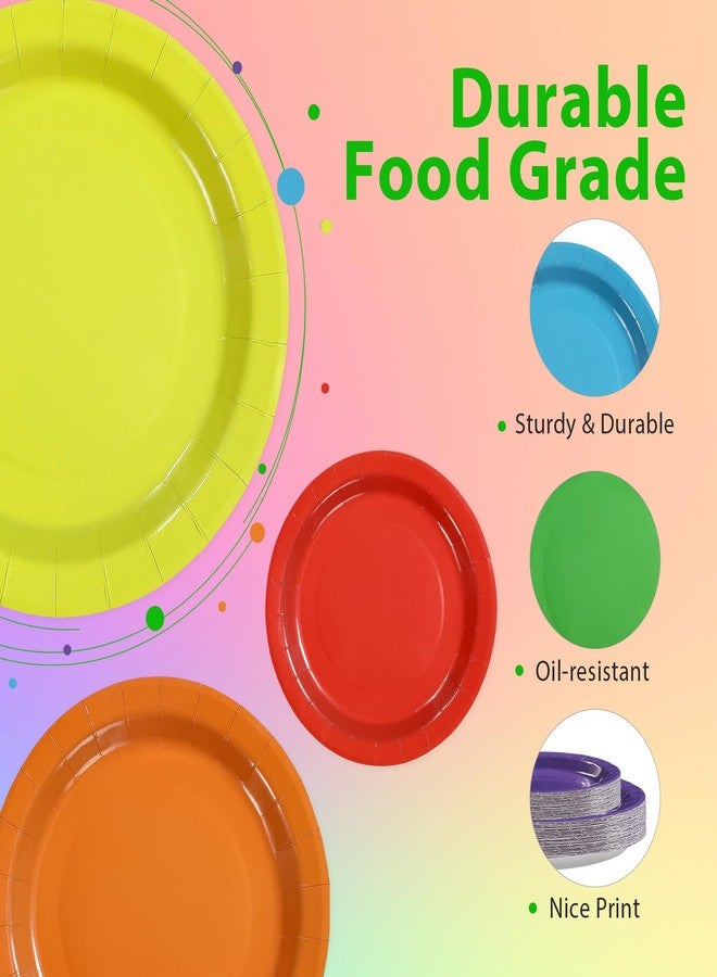 Grencian 120Pcs Rainbow Paper Plates 7" and 9" Rainbow Party Platters Disposable Colorful Plates for Birthday Rainbows Theme Party Wedding Baby Shower Dinner Party Decoration - Image 3